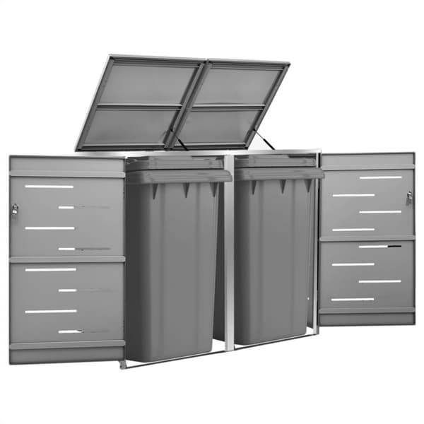 vidaXL dobbelt skraldespandsskjuler 138x77,5x112,5 cm rustfrit stål -  Affaldsspandsskjulere