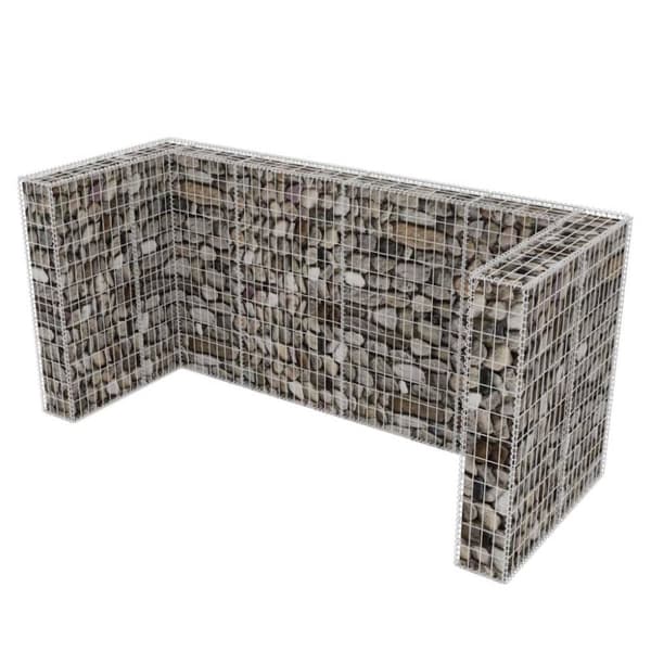vidaXL gabionafskærmning til tre affaldsbeholdere 250x100x120 cm stål -  Affaldsspandsskjulere