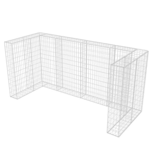 vidaXL gabionafskærmning til tre affaldsbeholdere 250x100x120 cm stål -  Affaldsspandsskjulere