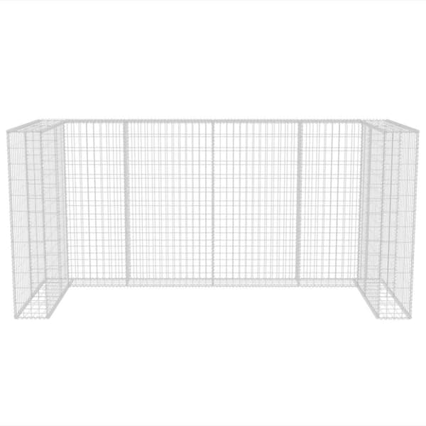 vidaXL gabionafskærmning til tre affaldsbeholdere 250x100x120 cm stål -  Affaldsspandsskjulere