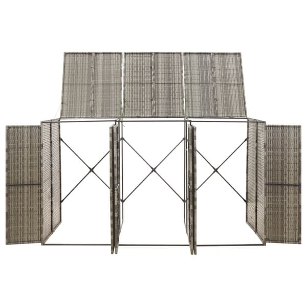 vidaXL tredobbelt skraldespandsskjuler 207x80x117 cm polyrattan grå -  Affaldsspandsskjulere