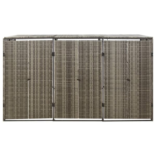 vidaXL tredobbelt skraldespandsskjuler 207x80x117 cm polyrattan grå -  Affaldsspandsskjulere