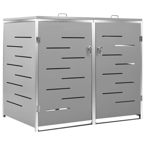 vidaXL dobbelt skraldespandsskjuler 138x77,5x112,5 cm rustfrit stål -  Affaldsspandsskjulere