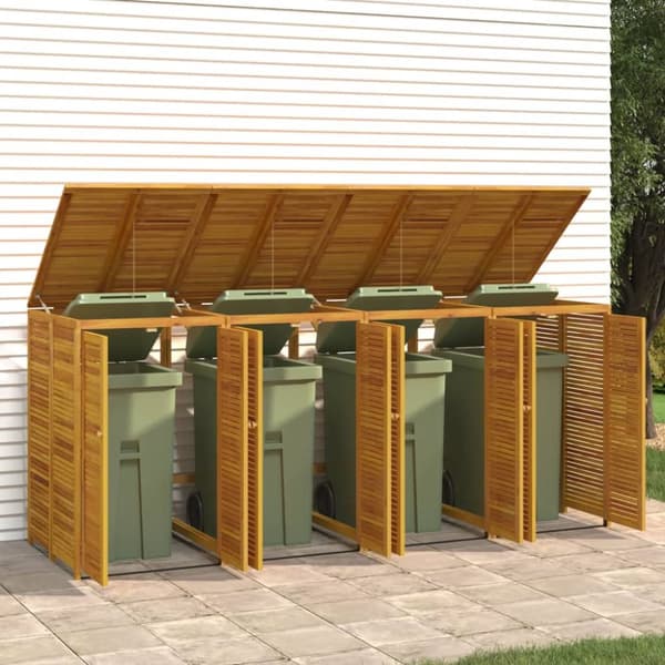 vidaXL Neljän jäteastian vaja 280x89x117 cm täysi akasiapuu -  Roska-astiavajat