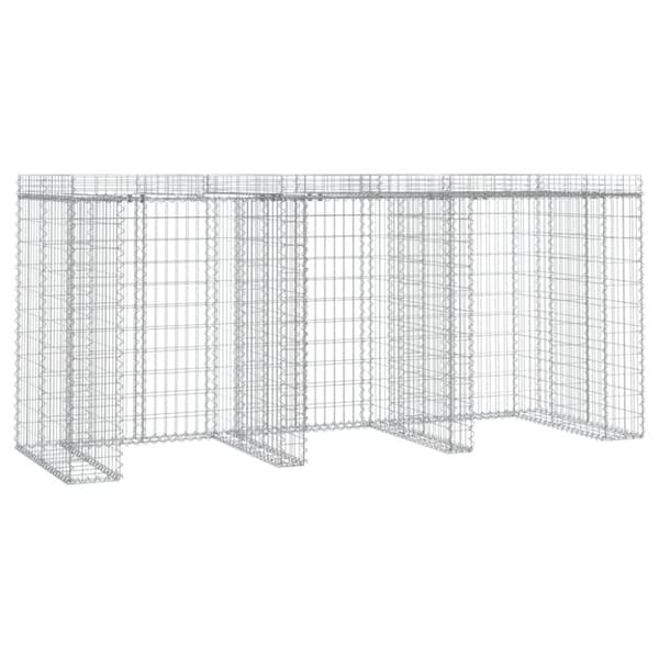 vidaXL gabionvæg til skraldespand 270x91x120 cm galvaniseret jern -  Affaldsspandsskjulere