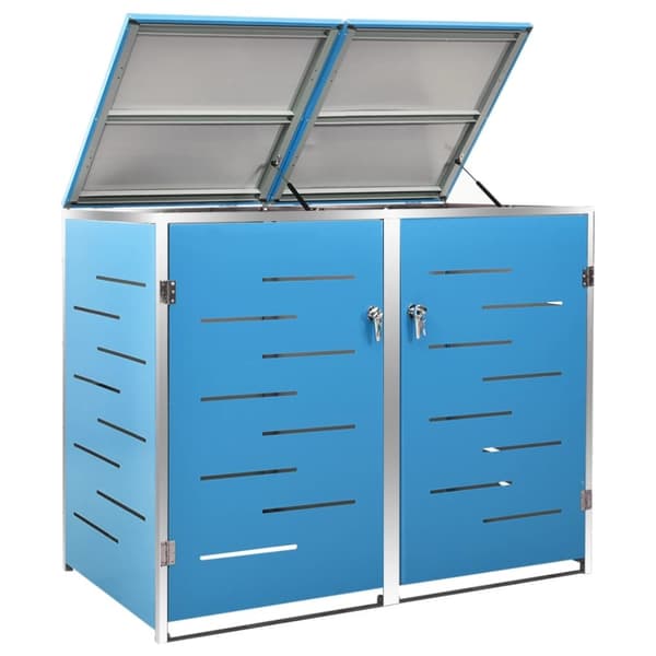 vidaXL dobbelt skraldespandsskjuler 138x77,5x112,5 cm rustfrit stål -  Affaldsspandsskjulere
