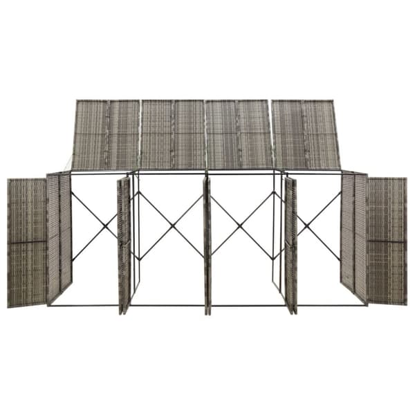 vidaXL Neljän roska-astian vaja harmaa 274x80x117 cm polyrottinki -  Roska-astiavajat