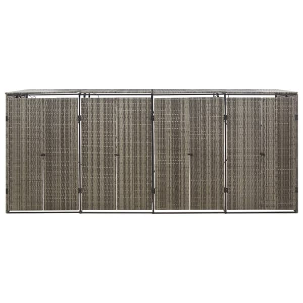 vidaXL Neljän roska-astian vaja harmaa 274x80x117 cm polyrottinki -  Roska-astiavajat