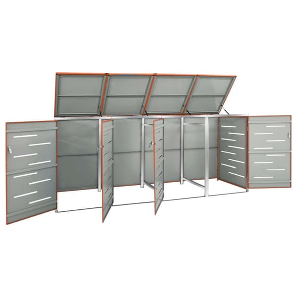 vidaXL firedobbelt skraldespandsskjuler 276,5x77,5x112,5 rustfrit stål -  Affaldsspandsskjulere