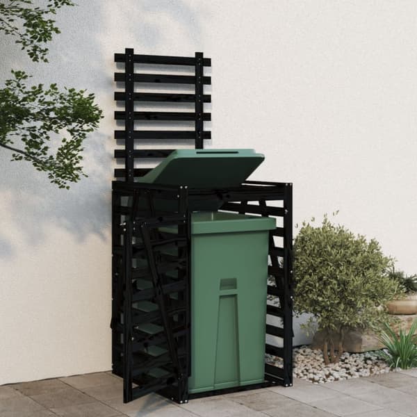 vidaXL skraldespandsskjuler 84x90x128,5 cm massivt fyrretræ sort -  Affaldsspandsskjulere