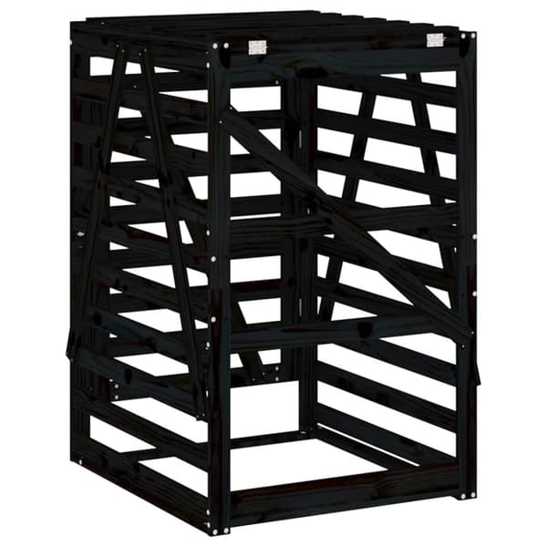 vidaXL skraldespandsskjuler 84x90x128,5 cm massivt fyrretræ sort -  Affaldsspandsskjulere