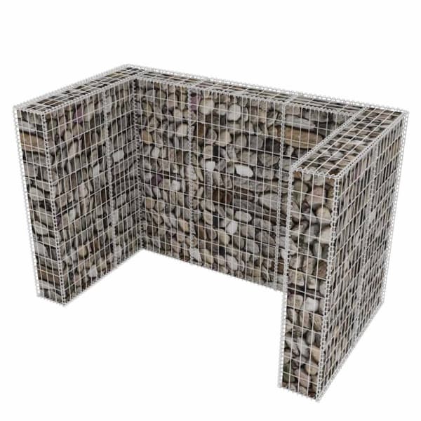 The Living Store Gabionkorg med skydd för 2 soptunnor stål 180x100x120 cm -  Ställningar till sopkärl