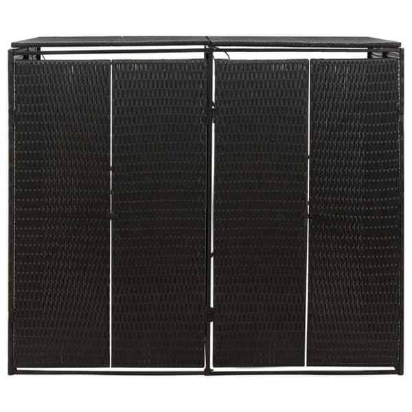 The Living Store dobbelt skraldespandsskjuler 140x80x117 cm polyrattan sort -  Affaldsspandsskjulere