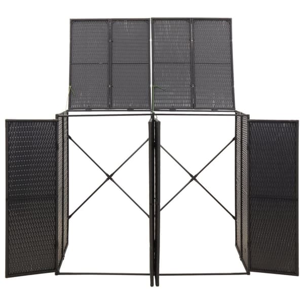 The Living Store dobbelt skraldespandsskjuler 140x80x117 cm polyrattan sort -  Affaldsspandsskjulere