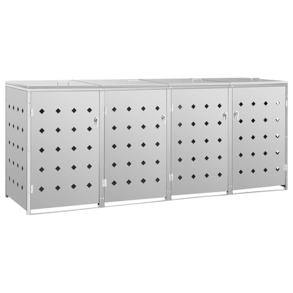 The Living Store firdobbelt skraldespandsskur 240 l rustfrit stål -  Affaldsspandsskjulere