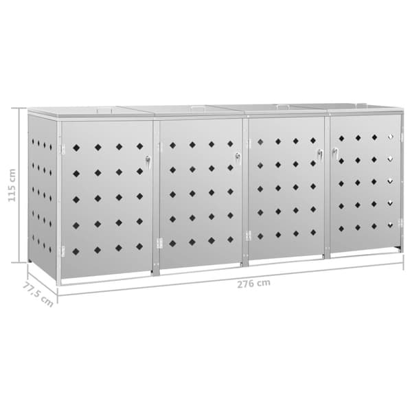 The Living Store firdobbelt skraldespandsskur 240 l rustfrit stål -  Affaldsspandsskjulere