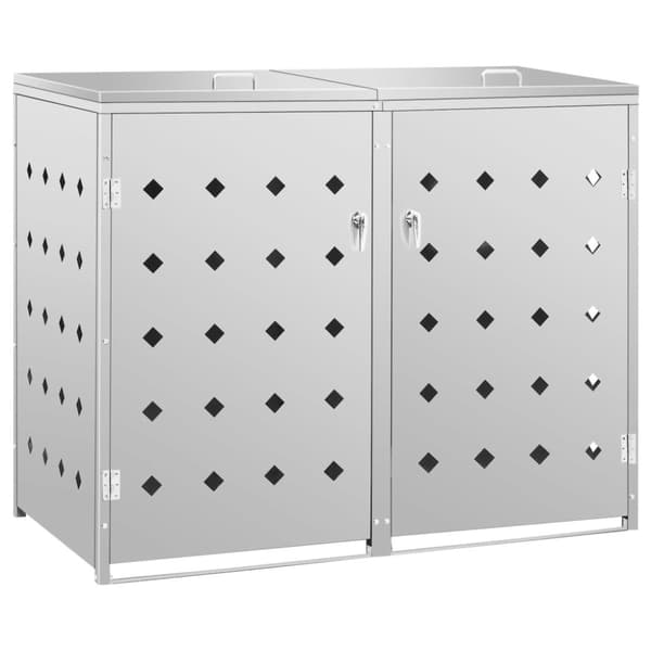The Living Store dobbelt skraldespandsskur 240 l rustfrit stål -  Affaldsspandsskjulere