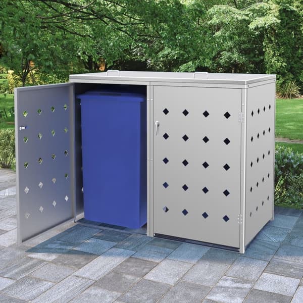 The Living Store dobbelt skraldespandsskur 240 l rustfrit stål -  Affaldsspandsskjulere