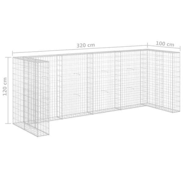 Affaldsspandsskjulere - Living gabionvæg til affaldsspand 320x100x120 cm galvaniseret stål