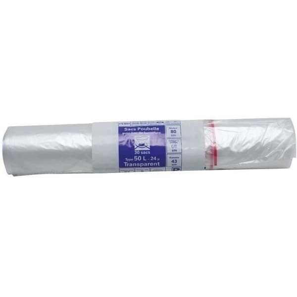 Transparent soppåse - 50 L - 24 mikron - x30