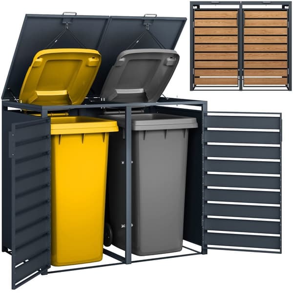 Containeromvandling - 2 containrar - 132x80x116cm - antracit trä