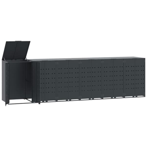 Skjul för sopkärl för 6 platser antracit 414x79x117 cm stål