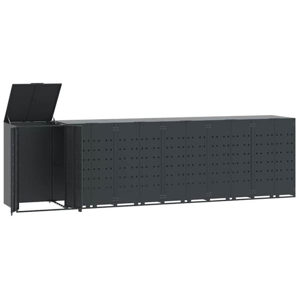 Skjul för sopkärl för 6 platser antracit 414x79x117 cm stål
