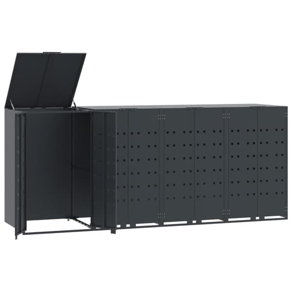 Skjul för sopkärl för 4 platser antracit 276x79x117 cm stål