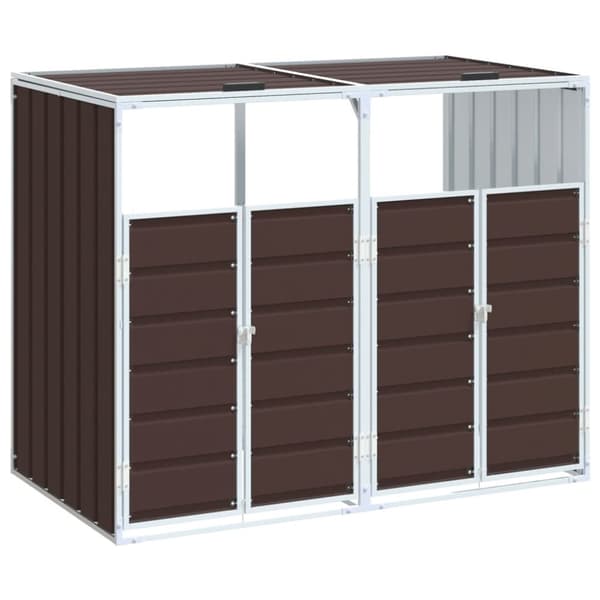 Soptunna för dubbla soptunnor brun 144x81x113 cm stål