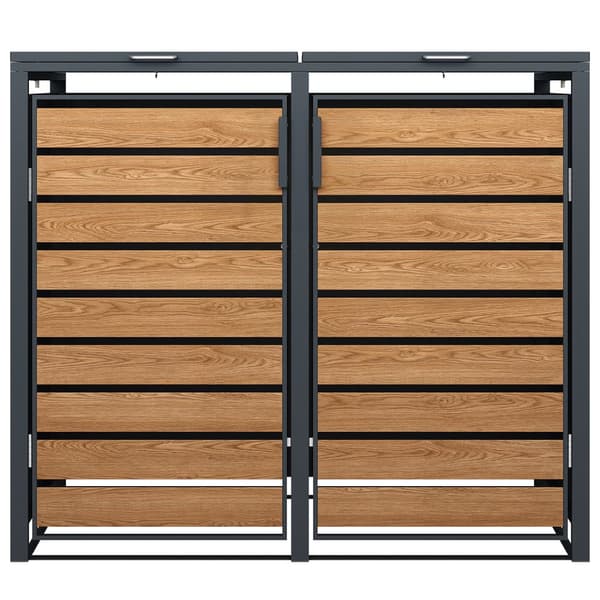 Stilfuld 240L Dobbelt Skraldespand Med Vejrbestandigt Design & Ekstra Opbevaring