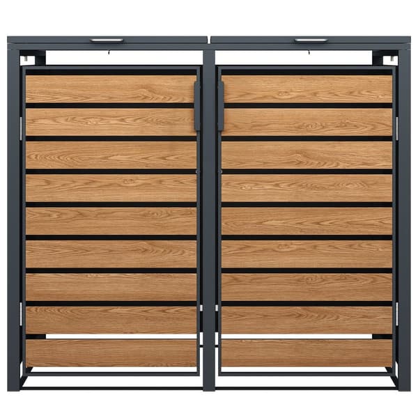 Moderne 240L dobbelt affaldsskabsindhegning med vejrbestandig design til haveopbevaring
