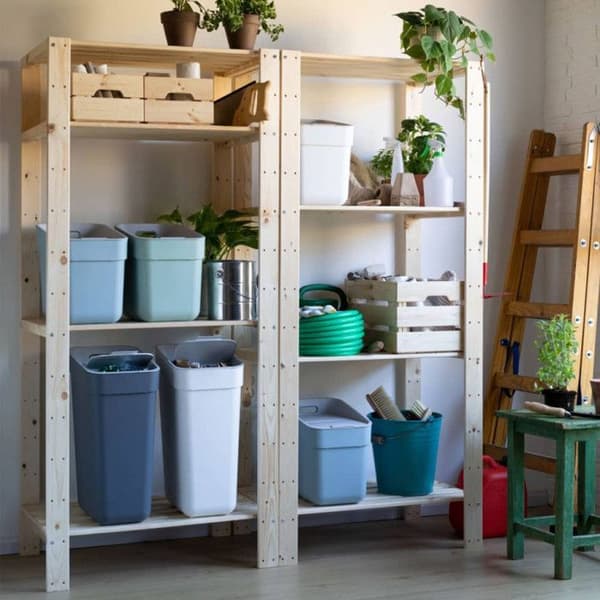Curver bin, för återvinning, 20 liter, gråblå, redo att hämtas