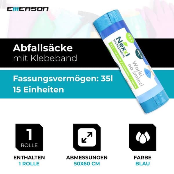 Sopwithsäck - Plastpåse Nexxt - CH-nexxtworkiztas35l - Sopwithsäckar 35L LDPE med blått tejp (15)