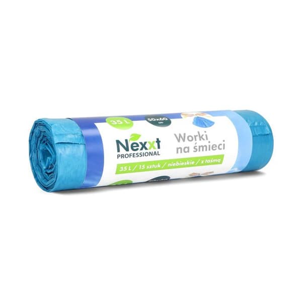 Sopwithsäck - Plastpåse Nexxt - CH-nexxtworkiztas35l - Sopwithsäckar 35L LDPE med blått tejp (15)