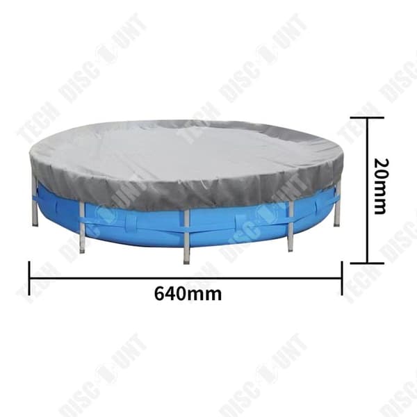 TD® Dammtät och regntätt poolskydd, runt blått hopfällbart utomhussolskydd anti-UV 640x20cm 1 st.