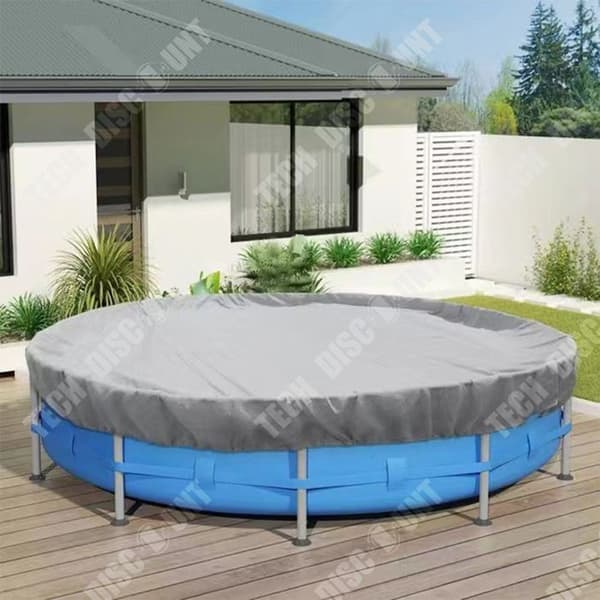 TD® Dammtät och regntätt poolskydd, runt blått hopfällbart utomhussolskydd anti-UV 640x20cm 1 st.