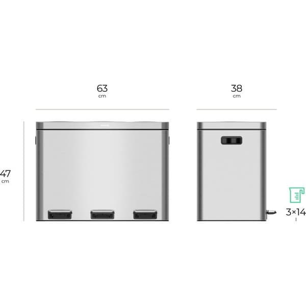 Siguro SGR-WB-I342SU SmartSort, 3 separata avfallsbehållare, 3 x 14 l