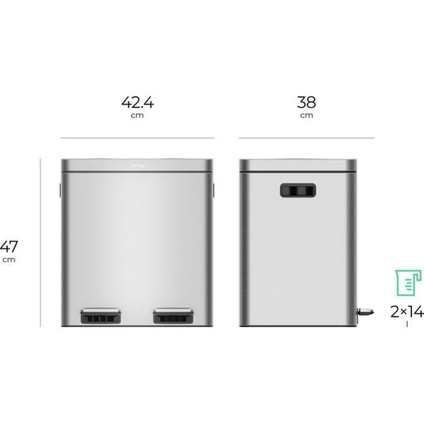Siguro SGR-WB-I228SU Smart2Sort, 2 separata avfallsbehållare, 2 x 14 l
