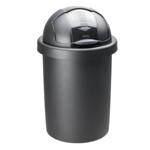 ROTHO Papperskorg ROLL BOB 30 liter silver & grå (i återvunnen plast) | Papperskorg med en praktisk låsanordning 7610859080363