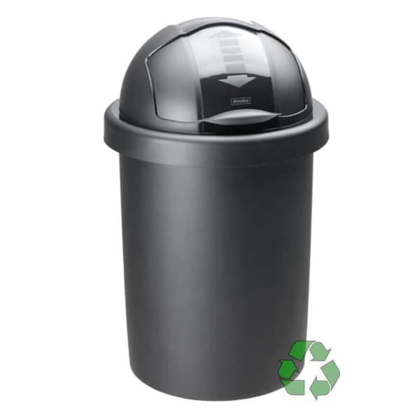 ROTHO Papperskorg ROLL BOB 30 liter silver & grå (i återvunnen plast) | Papperskorg med en praktisk låsanordning 7610859080363