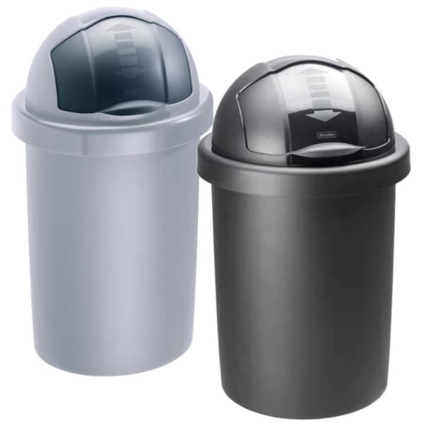 ROTHO Papperskorg ROLL BOB 30 liter silver &amp; grå (i återvunnen plast) | Papperskorg med en praktisk låsanordning 7610859080363