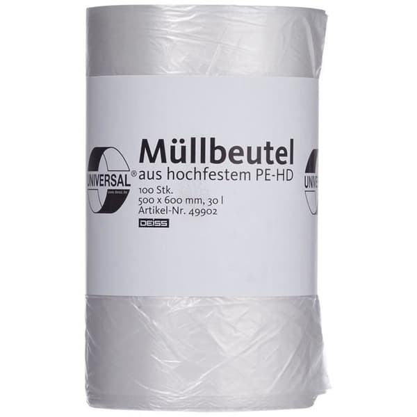 deiss 49902 Universella soppåsar, 500 mm x 600 mm 30 l, transparent (Förpackning av 100): Handel, Industri &amp; Vetenskap