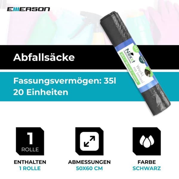 Sopptaske - plastiksæk Nexxt - CH-nexxtworki35l - Sopptasker 35L LDPE sort (20)