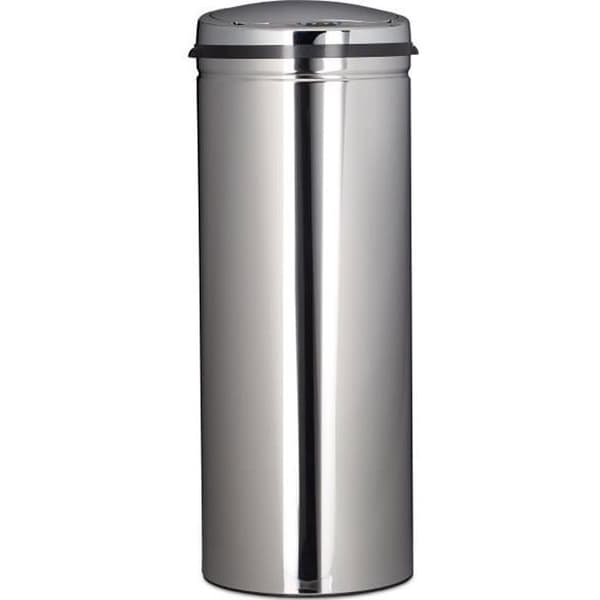 Relaxdays Rostfritt stålsoptunna 50 liter Metallsoptunna 80 cm Höjd 30 cm Diameter Runt lock, Silver