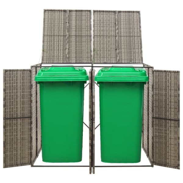 Dubbelt skjul för soptunnor grå 140x80x117 cm konstrotting