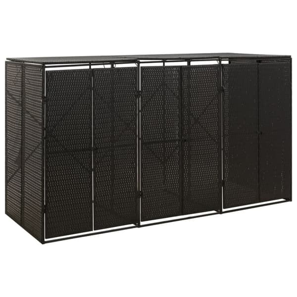 Skjul för tre soptunnor svart 207x80x117 cm konstrotting