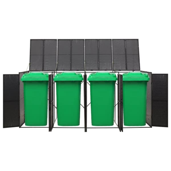 Skjul för fyra soptunnor svart 274x80x117 cm konstrotting