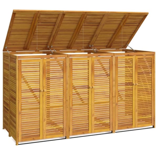 Tredubbelt skjul för sopkärl 210x89x117 cm massivt akaciaträ