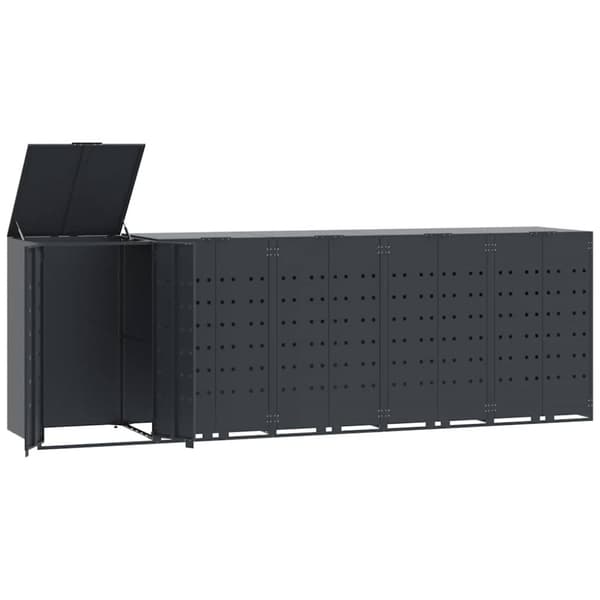 Skjul för sopkärl för 5 platser antracit 345x79x117 cm stål