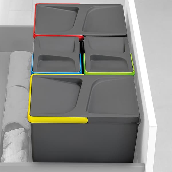 Emuca Sæt Beholdere Med Fod Til Køkkenskuffe Recycle Transparent